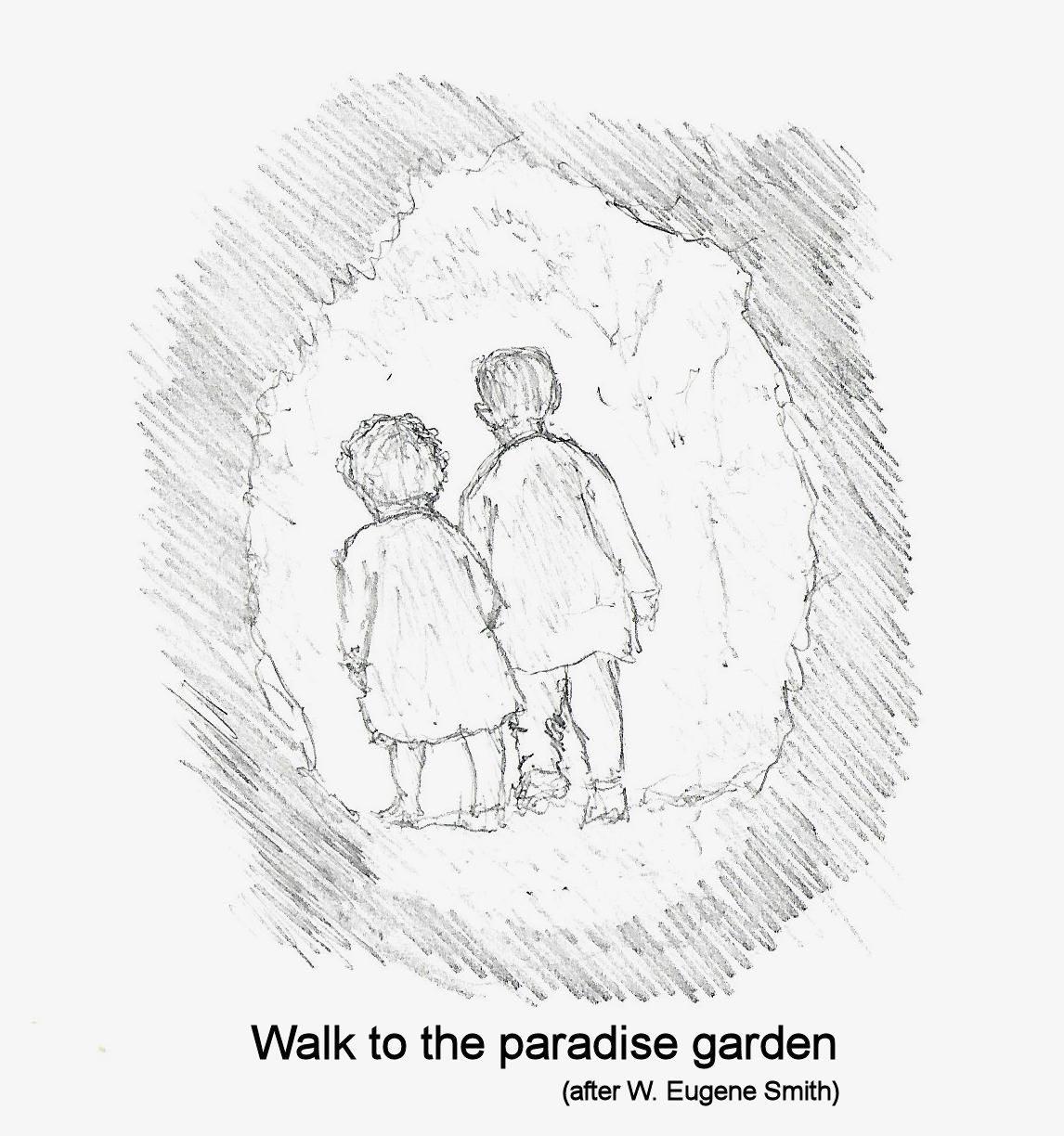 Children walking away vignetted - pencil