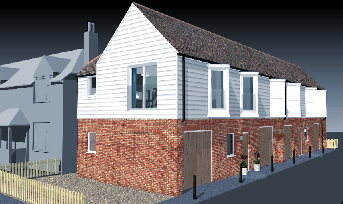 Scheme for garges with apartments over.   Design: Nick Baldry